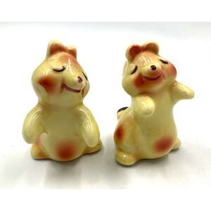 Van Tellingen Bunny Hugging Salt & Pepper‎ Shakers Set Gift 1950s Vintage